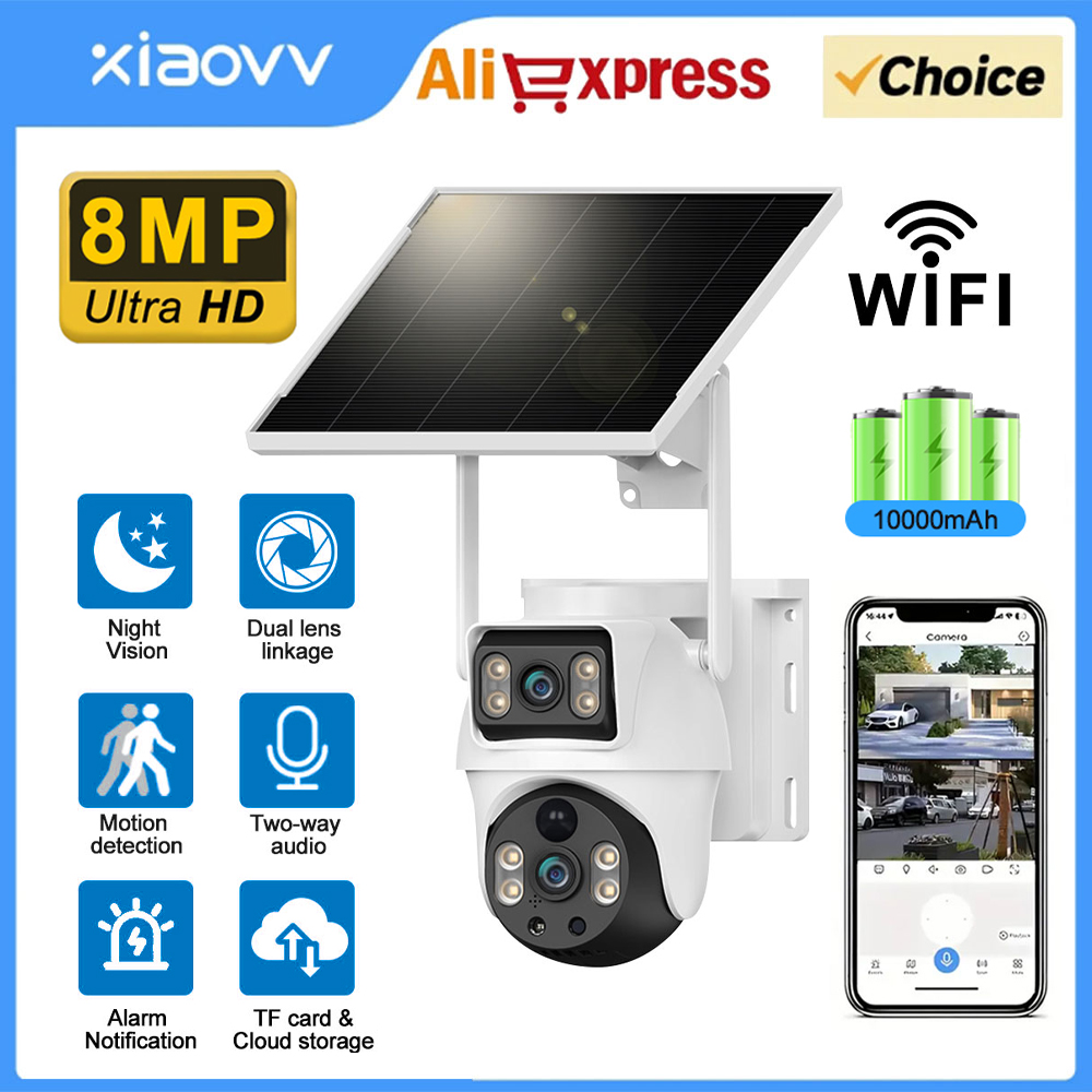 Home Security Panel - WiFi Solar Camera Dual Lenses Outdoor